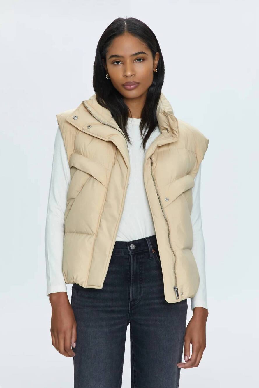NEW PISTOLA joss quilted puffer vest in warm sand